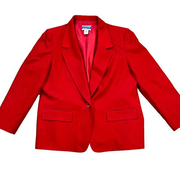Vintage Pendleton Wool Blazer Red USA Made 16 Petite 1990s 1980s - Picture 1 of 12